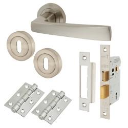 Altro Satin Nickel 3 Lever Sashlock Door Handles on Rose Pack - Ivy Range