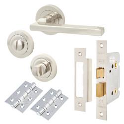 Touchpoint Polished Nickel Bathroom Lock Door Handles on Rose Pack - Lexi Range