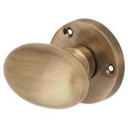 Touchpoint Antique Brass Victorian Oval Mortice Door Knob - 61mm Rose Diameter