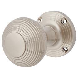 Altro Satin Nickel Beehive Mortice Door Knob - 55mm Rose Diameter
