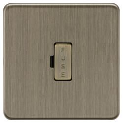 Knightsbridge 13A 1 Gang Screwless Flat Plate Unswitched Fused Spur - Antique Brass