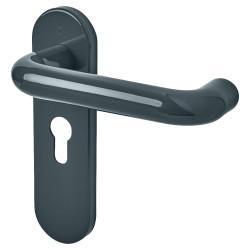 Hoppe AR600/23 Anthracite Grey Nylon Steel Core Euro Lock Door Handles - 47.6mm c/c - Paris Range