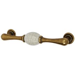 Hampstead Chateau 27mm Porcelain Crackle T-Bar Cabinet Pull Handle - 128mm Centres - Antique Brass