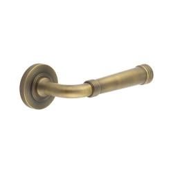 Burlington by Frelan Antique Brass Fire Rated Door Handles on Round Knurled Rose - Highgate Range