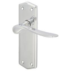 Altro Polished Chrome Latch Door Handles - Rome Range - 170 x 50mm