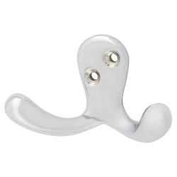 Alexander & Wilks Victorian Double Coat Hook - 30 x 24mm - Polished Chrome