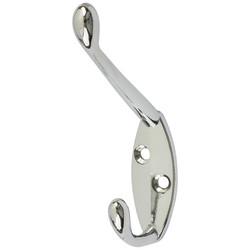 Altro Diecast Single Hat & Coat Hook - 90 x 58mm - Polished Chrome - Pack of 10