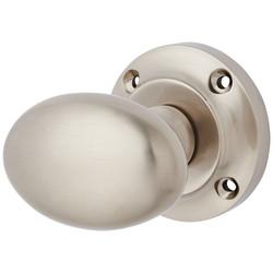 Altro Satin Nickel Oval Mortice Door Knob - 57mm Rose Diameter