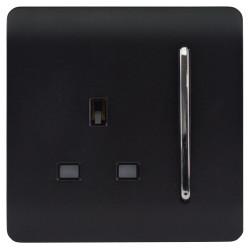 Trendi 13A 1 Gang Screwless Double Pole Switched Socket - Matt Black