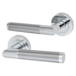 Excel Polished/Satin Chrome Door Handles on Round Rose - Serena Range