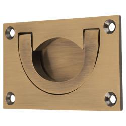 Altro Flush Chest Drawer Cabinet Pull Handle - 75 x 45mm - Antique Brass