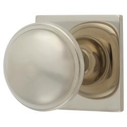 Alexander & Wilks Quantock Cabinet Knob on Square Backplate - 34mm Diameter - PVD Polished Nickel