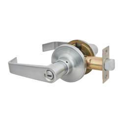 Altro Satin Chrome Return to Door Hotel Bathroom Door Handles on Round Rose Set