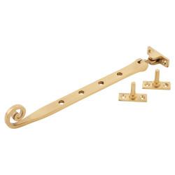 Altro Cast Open Curl Casement Window Stay - 10"/250mm Length - Polished Brass