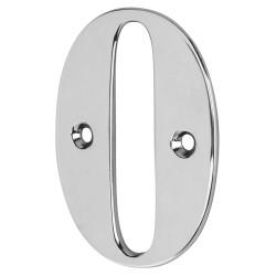 79mm Screw Fix Door Numeral - 0 - Bright Chrome