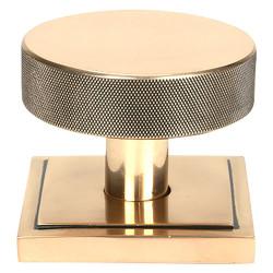 From The Anvil Brompton Polished Bronze Round Knurled Centre Door Knob on Square Rose - 90 x 90mm Rose