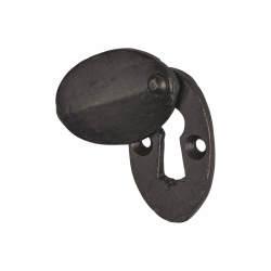 Olde Forge Covered Escutcheon - 50 x 32mm - Keyhole - Antique Black Iron