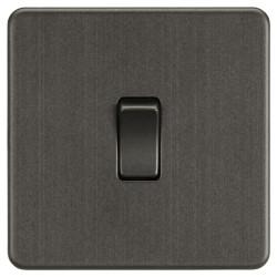 Knightsbridge 10AX 1 Gang Screwless Flat Plate Double Pole Light Switch - Smoked Bronze