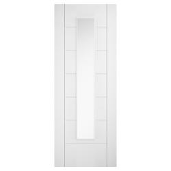 LPD Linear 1 Light Clear Glazed Pre-Finished Semi-Solid Internal Door - 1981 x 762 x 35mm - White