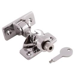 Hampstead Locking Brighton Screw Pattern Sash Window Fastener - 57 x 22mm - Polished Chrome