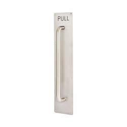 Altro Satin Stainless Steel 19mm D-Bar Door Pull Handle on Plate - PULL - Screw Fix - 800 x 125mm