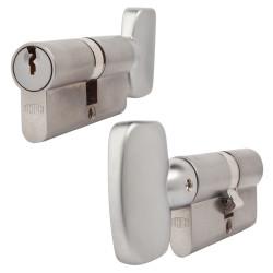 UNION J2X44 Pattern 5 Pin 64mm Euro Large Thumbturn Cylinder - 32mm Turn + 32mm - Satin Chrome
