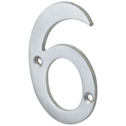 76mm Screw Fix Door Numeral - 6 / 9 - Satin Chrome