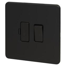 Knightsbridge 13A 1 Gang Screwless Flat Plate Switched Fused Spur - Matt Black