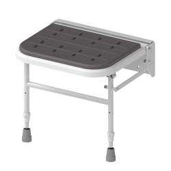 Fitzroy of London Padded Folding Wall Mounted Shower Seat With Legs - 430-630 x 409mm - White/Grey