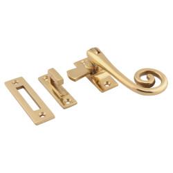 Altro Cast Open Curl Mortice & Hook Plate Casement Window Fastener - Reversible - Polished Brass