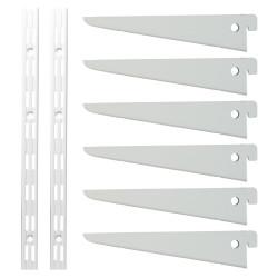 Altro Twin Slot Shelving Kit - 2 x 1500mm Shelf Wall Uprights & 6 x 170mm Shelf Brackets - White