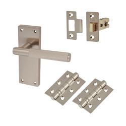 Altro Satin Nickel Lines Latch Door Handles Pack - Nova Range