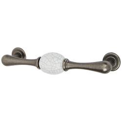 Hampstead Chateau 27mm Porcelain Crackle T-Bar Cabinet Pull Handle - 128mm Centres - Polished Steel