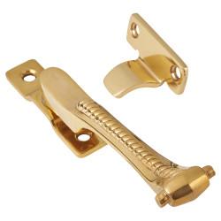 Hampstead Georgian Rope Edge Wedge Casement Window Fastener - Reversible - Polished Brass