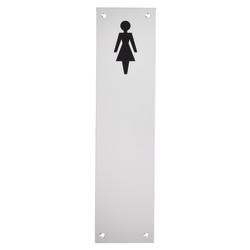 Touchpoint Finger Plate - Ladies Toilet Door Sign - 300 x 75mm - Satin Anodised Aluminium