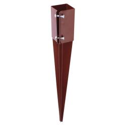 Powapost Drive In Fence Post Spike - Twin Bolt - 100 x 100 x 750mm - Brown Powder Coated