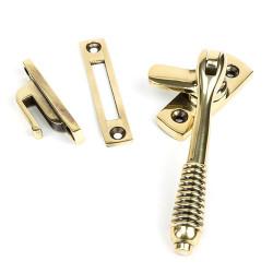 From The Anvil Reeded Locking Mortice & Hook Plate Window Fastener - Reversible - Aged Brass