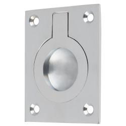 Altro Rectangular Flush Ring Cabinet Pull Handle - 63 x 50mm - Satin Chrome