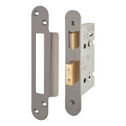 Altro Architectural Bathroom Lock - 65mm Case - 44mm Backset - Radius - Black Nickel