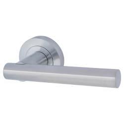 Altro Satin Chrome Door Handles on Round Rose - Bella Range