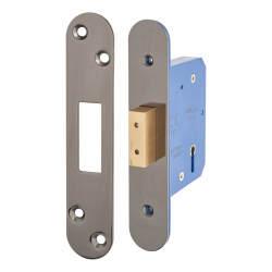 Altro Architectural 5 Lever Deadlock - 65mm Case - 44mm Backset - Radius - Black Nickel