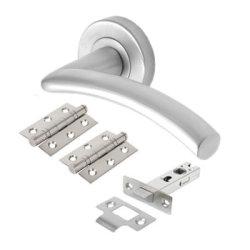 Heritage Brass by M Marcus Satin Chrome Latch Door Handles on Rose Pack - Centaur Range
