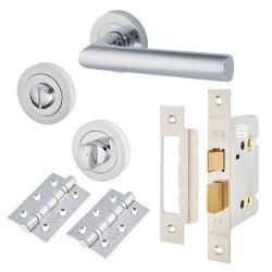 Altro Polished Chrome Bathroom Lock Door Handle on Rose Pack - Emily Range