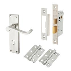 Touchpoint Satin Chrome Budget Scroll 3 Lever Sashlock Door Handles Pack - Mia Range