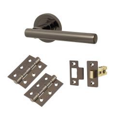 Touchpoint Black Nickel Latch Door Handles on Rose Pack - Ella Range