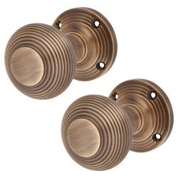 Altro Antique Brass Beehive Mortice Door Knob - 60mm Rose Diameter