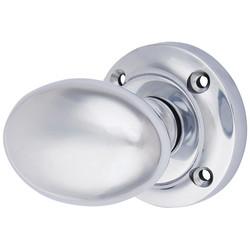 Altro Polished Chrome Oval Mortice Door Knob - 57mm Rose Diameter