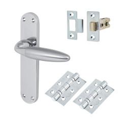 Altro Satin/Polished Chrome Latch Door Handles Pack - Florence Range