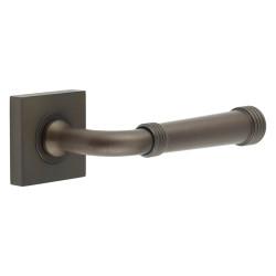 Burlington by Frelan Dark Bronze Fire Rated Door Handles on Square Rose - Highgate Range