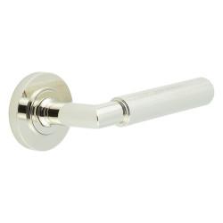 Burlington by Frelan Polished Nickel Knurled Fire Rated Door Handles on Round Rose - Piccadilly Range